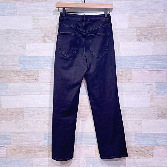 EXPRESS Super High Waisted Modern Straight Jeans Black Womens Small Short 4 - Picture 4 of 10